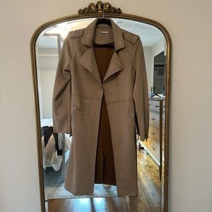 Tahari Suede Trench in Taupe